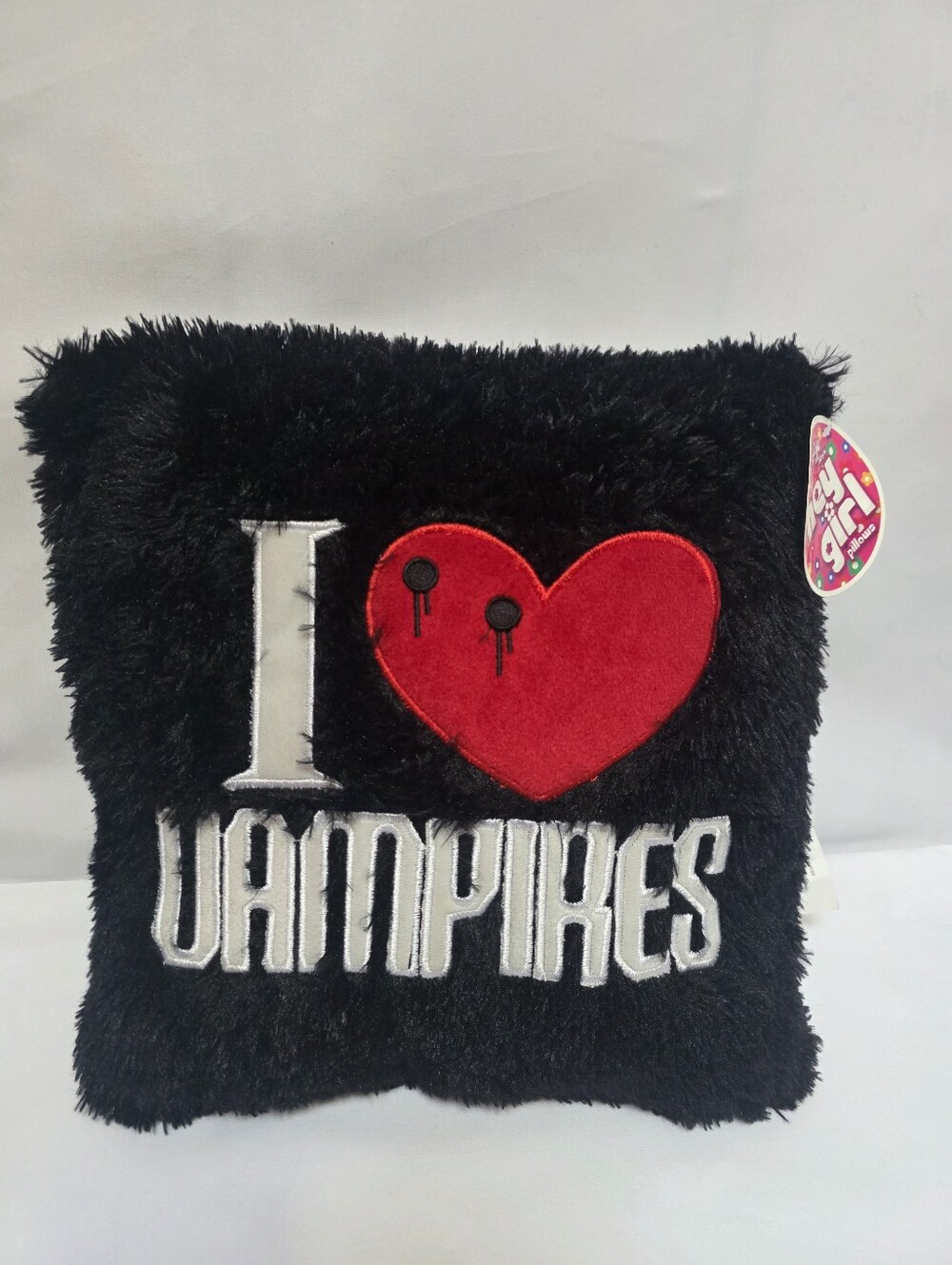 Peek-A-Boo Toys I Love Vampires Plush Pillow Black Red Heart Halloween